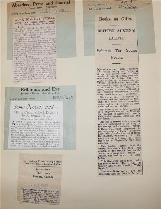 Captain Frederick Britten Austin (1885-1941), British novelist and storywriter, a collection of ephemera,